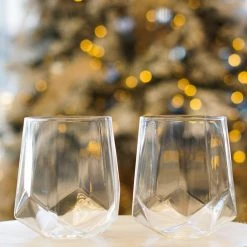 Viski Faceted Crystal Wine Glass