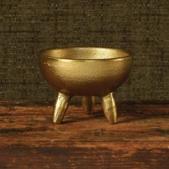 Homart New Arrivals Footed Taper Candle & Incense Holder In Brass