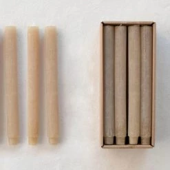 Creativeco-op New Arrivals Linen Ribbed Taper Candles - Boxed Set Of 12