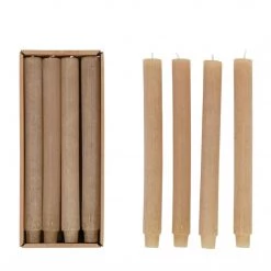 Creativeco-op New Arrivals Linen Ribbed Taper Candles - Boxed Set Of 12