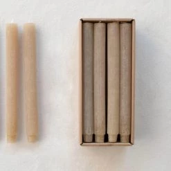 Creativeco-op New Arrivals Linen Ribbed Taper Candles - Set Of 2