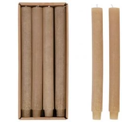 Creativeco-op New Arrivals Linen Ribbed Taper Candles - Set Of 2