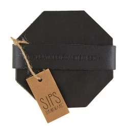 Santa Barbara Design Studio By Creative Brands Black Leather Coaster Set Of 4 New Arrivals