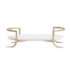 Bloomingville New Arrivals Marble Tray With Metal Brass Stand