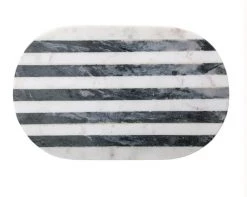 Bloomingville Rounded Black & White Striped Marble Board
