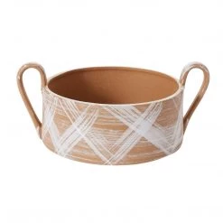 Accent Decor New Arrivals Brush Stroke Terracotta Bowl With Handles