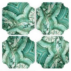 Reprotique Art New Arrivals Malachite Lucite Coasters - Set Of 4