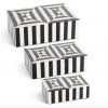 K & K Interiors New Arrivals Modern Black & White Striped Resin Box