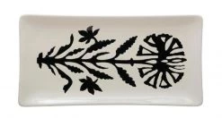 Creativeco-op New Arrivals Stoneware Platter With Flower, 2 Styles