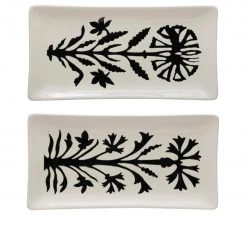 Creativeco-op New Arrivals Stoneware Platter With Flower, 2 Styles