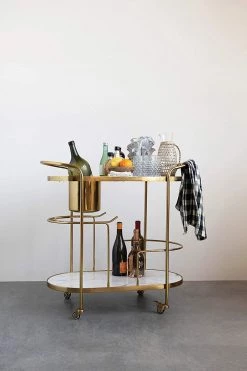 Creativeco-op 2-Tier Bar Cart On Casters With Ice Bucket New Arrivals