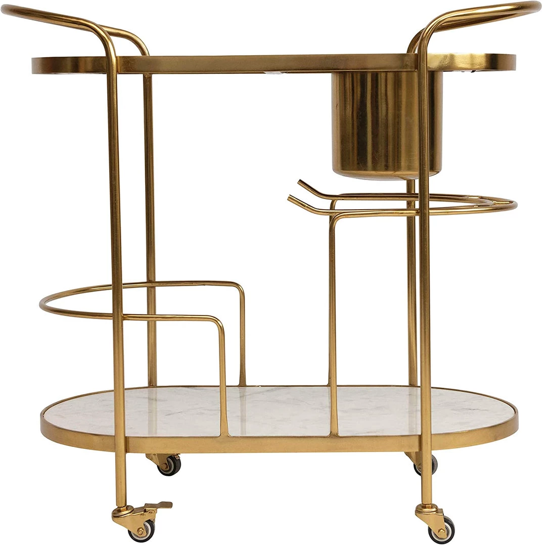 Creativeco-op 2-Tier Bar Cart On Casters With Ice Bucket New Arrivals 3 Creativeco-op 2-Tier Bar Cart On Casters With Ice Bucket New Arrivals