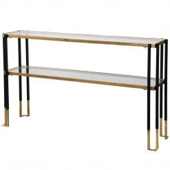 Uttermost Black & Gold Glass Top Console Furniture