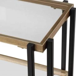 Uttermost Black & Gold Glass Top Console Furniture