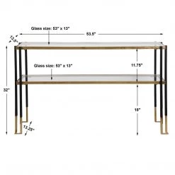 Uttermost Black & Gold Glass Top Console Furniture