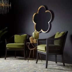 Cyan Design Black & Olive Velvet Cane Chair