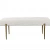 Uttermost Furniture Boucle White & Gold Large Bench