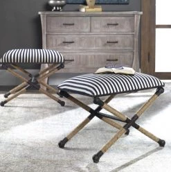 Uttermost Braddock Navy Stripe Bench Furniture