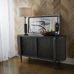 Revelation Furniture Fluted Cabinet In Black