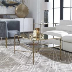 Uttermost Gold Leafed Forged Iron Coffee Table