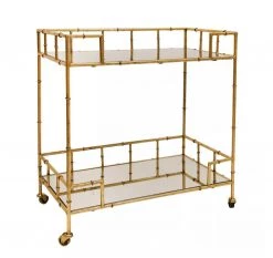 Sagebrook Home Gold Mirrored Bamboo Bar Cart New Arrivals