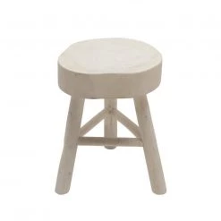 Sagebrook Home White Wash 16" Paulownia Wood Stool