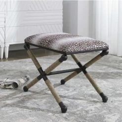 Uttermost Furniture Wrapped Iron Fawn X-Bench