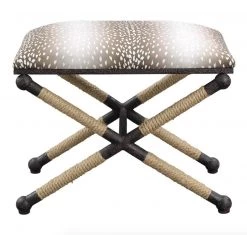 Uttermost Furniture Wrapped Iron Fawn X-Bench
