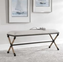 Uttermost Furniture Wrapped Iron Oatmeal Bench