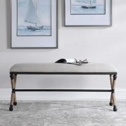 Uttermost Furniture Wrapped Iron Oatmeal Bench