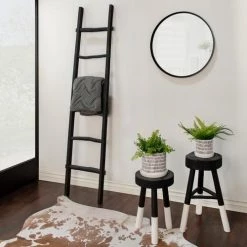 Sagebrook Home Black Wooden Ladder Home Decor