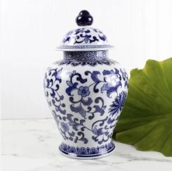 8 Oak Lane Blue & White Ginger Jar - Large Home Decor