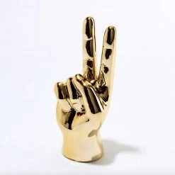 Interior Illusions Plus Gold Peace Hand Sculpture Home Decor