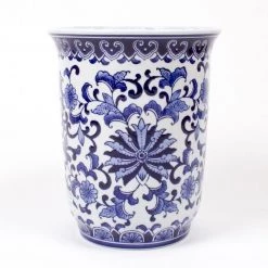 8 Oak Lane Home Decor Large Blue Chinoiserie Planter