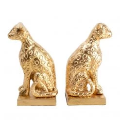 8 Oak Lane Leopard Brass Bookends Home Decor