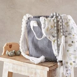 Santa Barbara Design Studio By Creative Brands Home Decor White Wood Beaded Garland