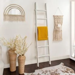 Sagebrook Home White Wooden Ladder