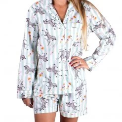 8 Oak Lane Champagne Zebras Shorts PJ Set Lifestyle