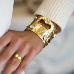 KARINE SULTAN Crystal Cut Out Gold Cuff New Arrivals