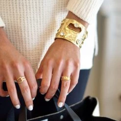 KARINE SULTAN Crystal Cut Out Gold Cuff New Arrivals