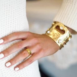 KARINE SULTAN Crystal Cut Out Gold Cuff New Arrivals