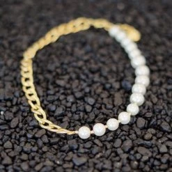 KARINE SULTAN Dual Gold Chain & Pearl Necklace New Arrivals