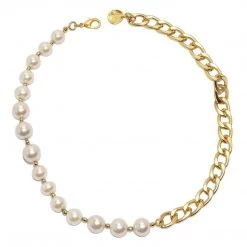 KARINE SULTAN Dual Gold Chain & Pearl Necklace New Arrivals
