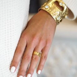 KARINE SULTAN Gold Abstract Textured Ring New Arrivals