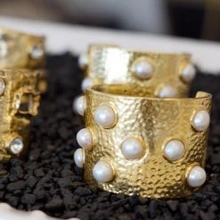 KARINE SULTAN Gold Hammered Pearl Cuff New Arrivals