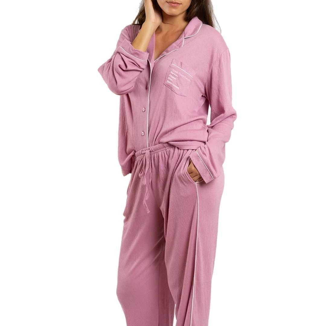 LA | TC Lifestyle Luxe Creped Pajama Set - Pink Fluent French 4 LA | TC Lifestyle Luxe Creped Pajama Set - Pink Fluent French