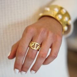 KARINE SULTAN Oversized Link Cuff Ring New Arrivals