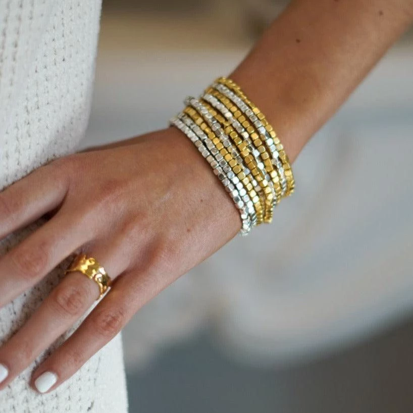 KARINE SULTAN Silver Beaded Bracelet Stack (Set Of 3) 4 KARINE SULTAN Silver Beaded Bracelet Stack (Set Of 3)