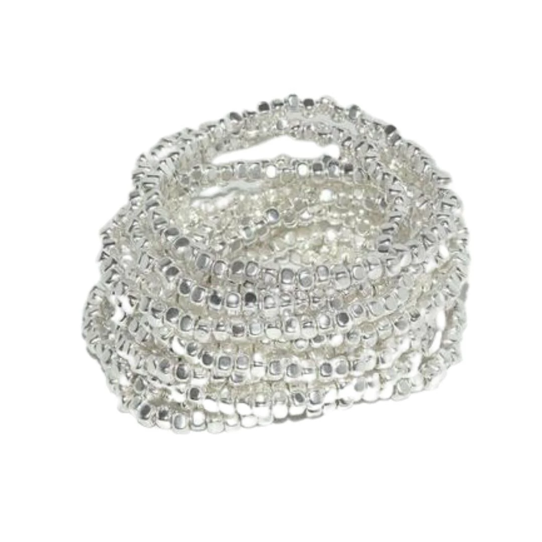 KARINE SULTAN Silver Beaded Bracelet Stack (Set Of 3) 3 KARINE SULTAN Silver Beaded Bracelet Stack (Set Of 3)