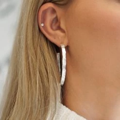 KARINE SULTAN Silver Brick Hoop Earrings New Arrivals 8 KARINE SULTAN Silver Brick Hoop Earrings New Arrivals